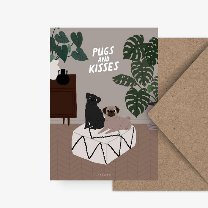 Karte Mops und Küsse | Ein Umschlag