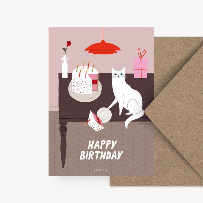 Carte des chats de joyeux anniversaire | Une enveloppe
