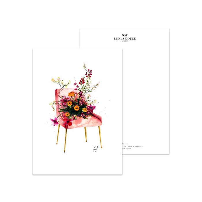Chaise de fleurs de carte postale | Une enveloppe
