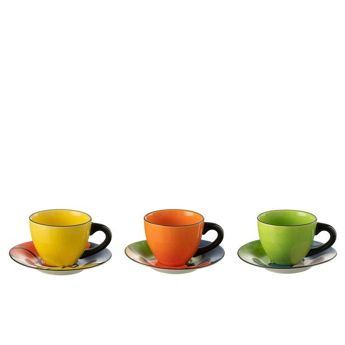 J-Line-Schachtel 3 Tee Tasse + Gericht Pop Art Procelain