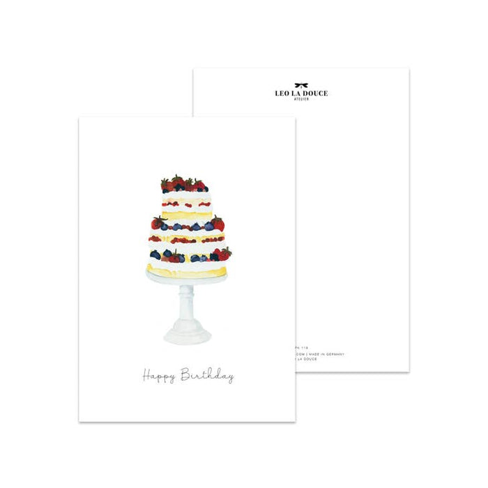 Postkarte Alles Gute zum Geburtstagstorte | Ein Umschlag