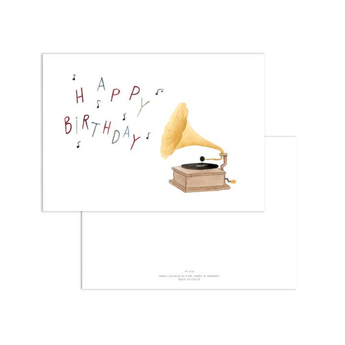 Carte Joyeux anniversaire Joueur de disques / Gramophone | Enveloppe