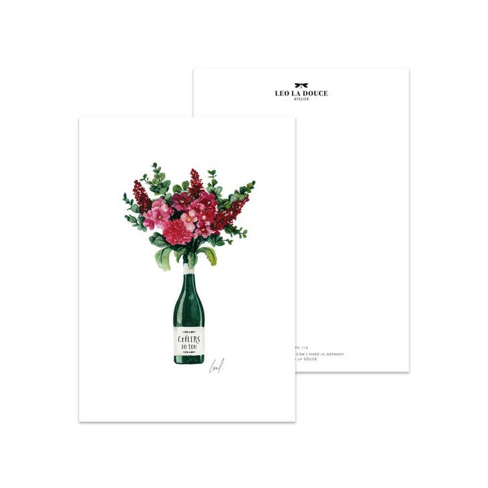 Postkarte Jubel an Sie florales Blumenstrauß | Ein Umschlag
