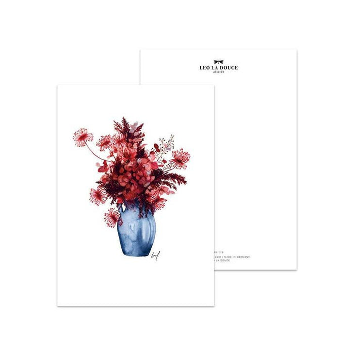 Postkarte Rote Herbstblumen | Ein Umschlag