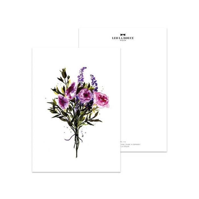 Postkarte Violet Bouquet | Ein Umschlag